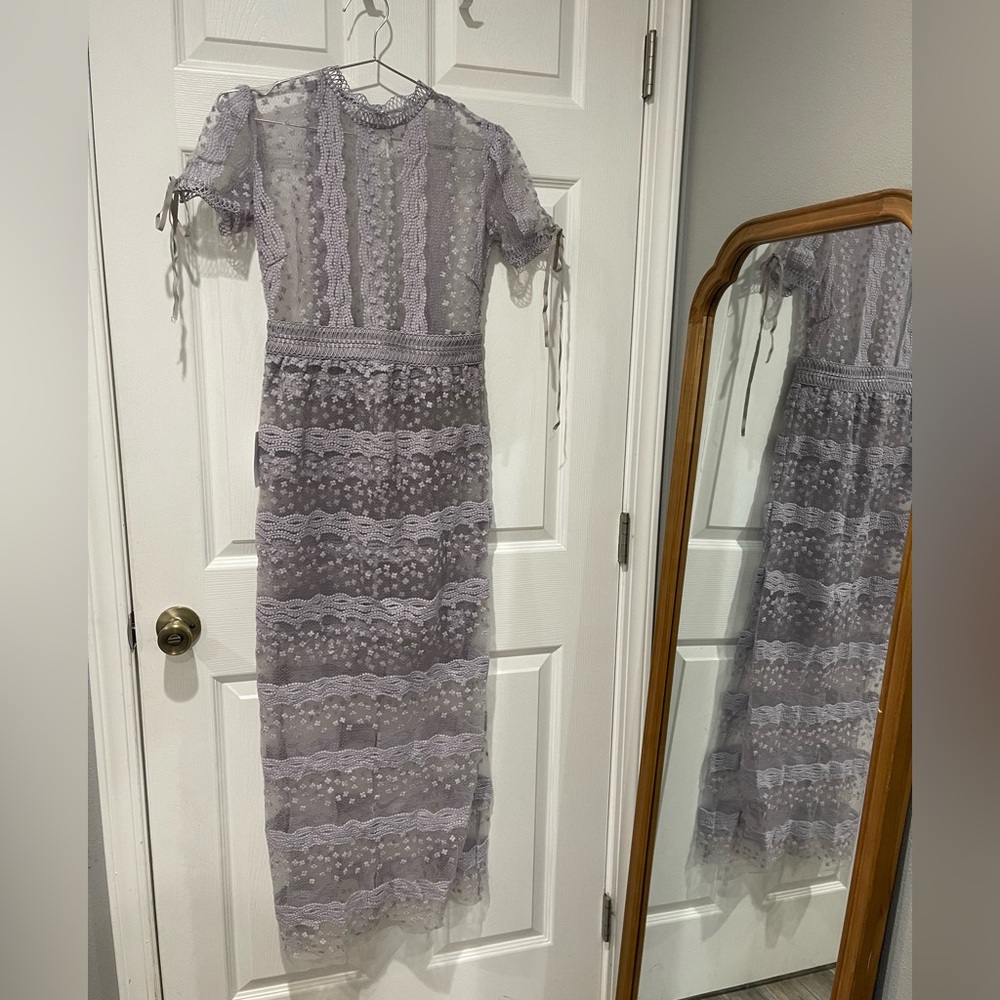 Self-Portrait Lilac Sheer Dress - Picture 5 of 9